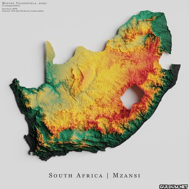 The topography of South...