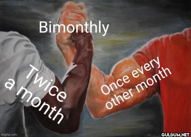 Bimonthly Twice a month...