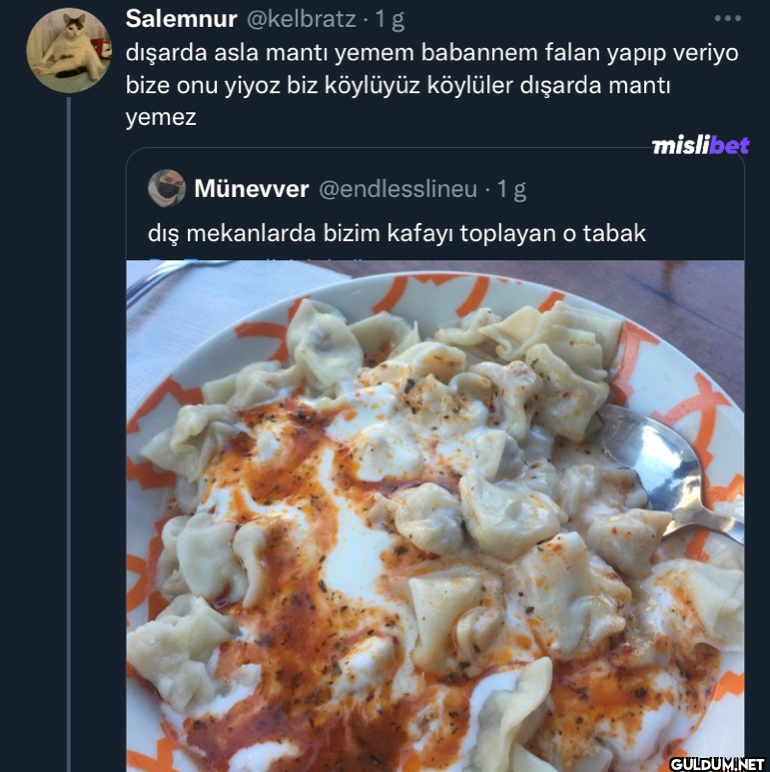 · 1 g dışarda asla mantı...