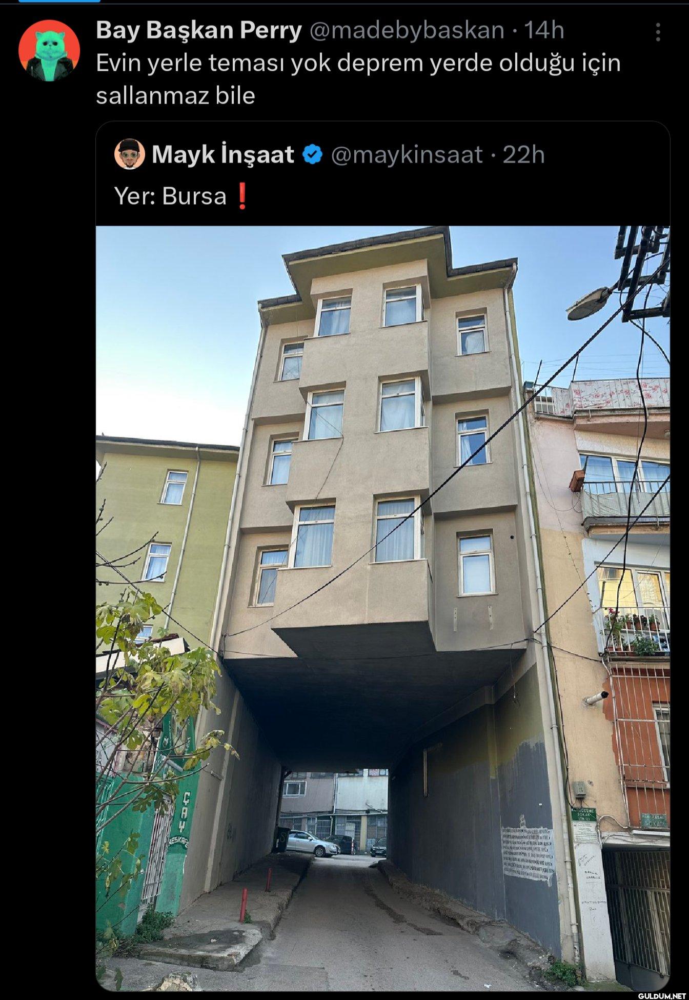 14h Evin yerle teması yok...