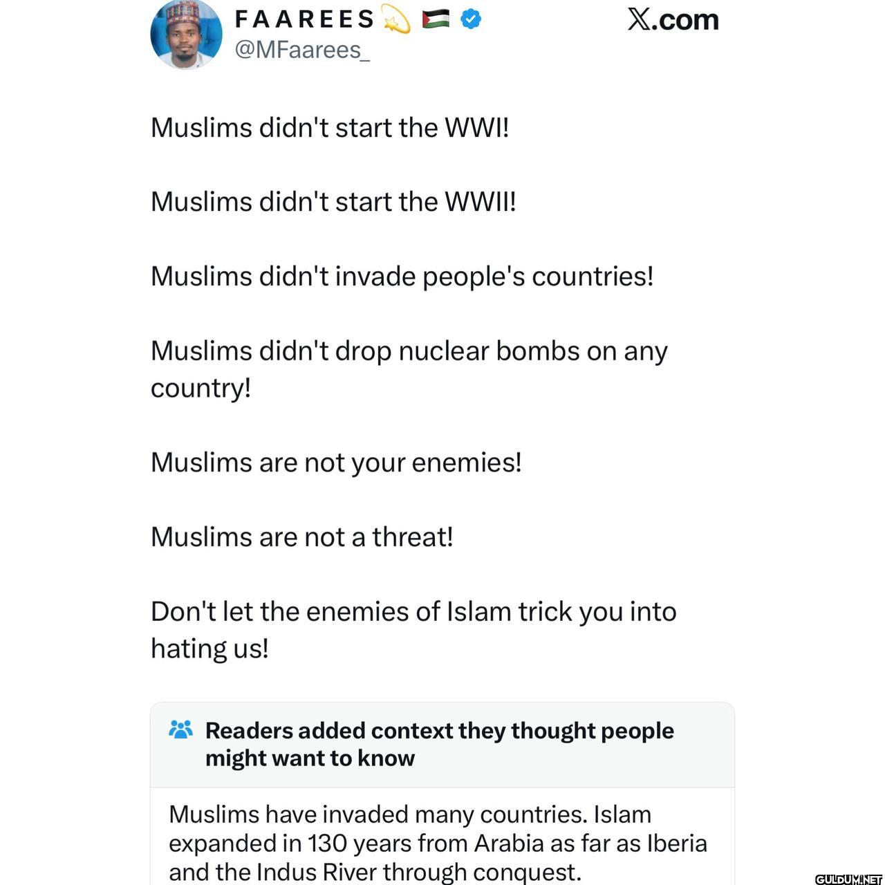 Muslims didn't start the...