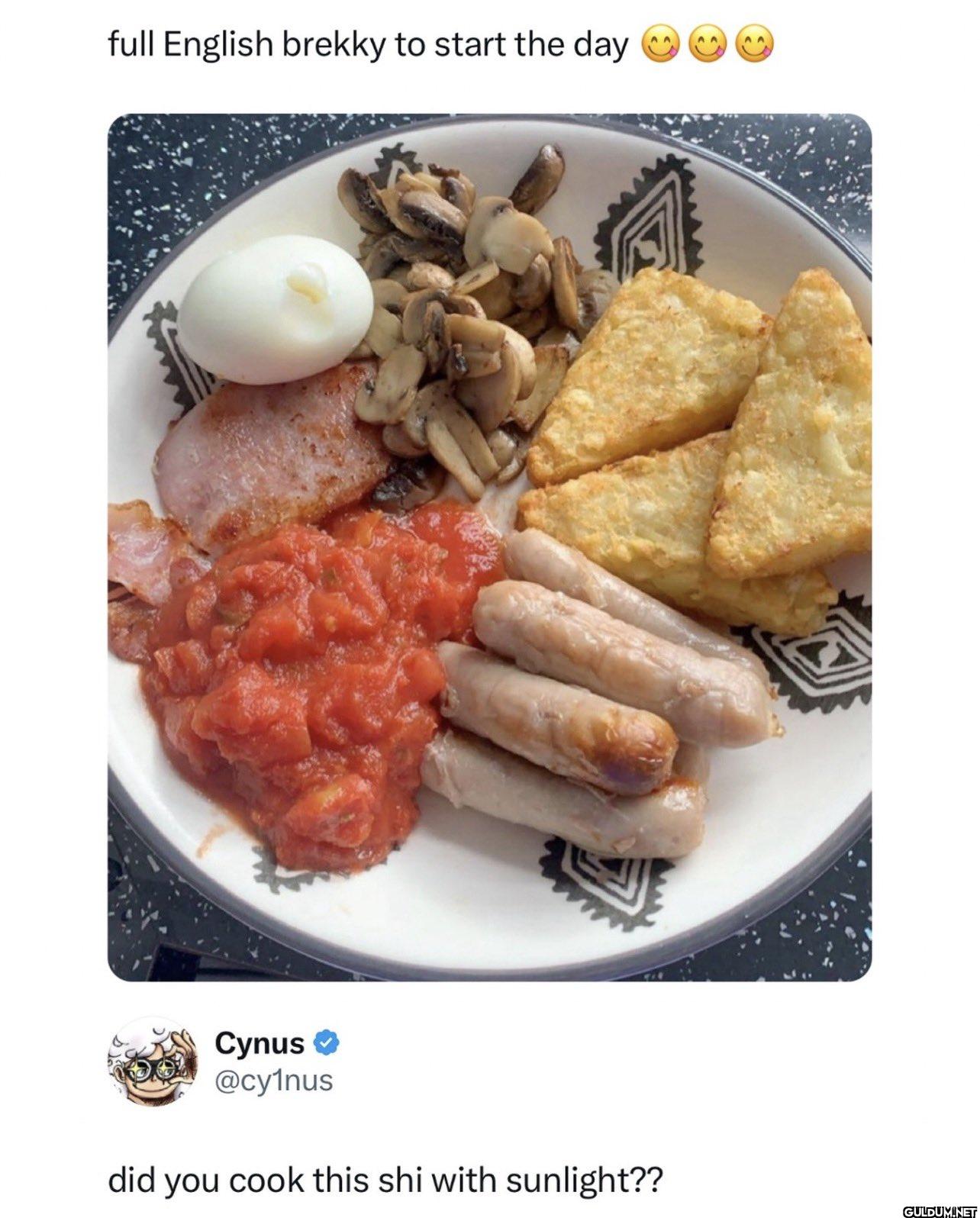 full English brekky to...