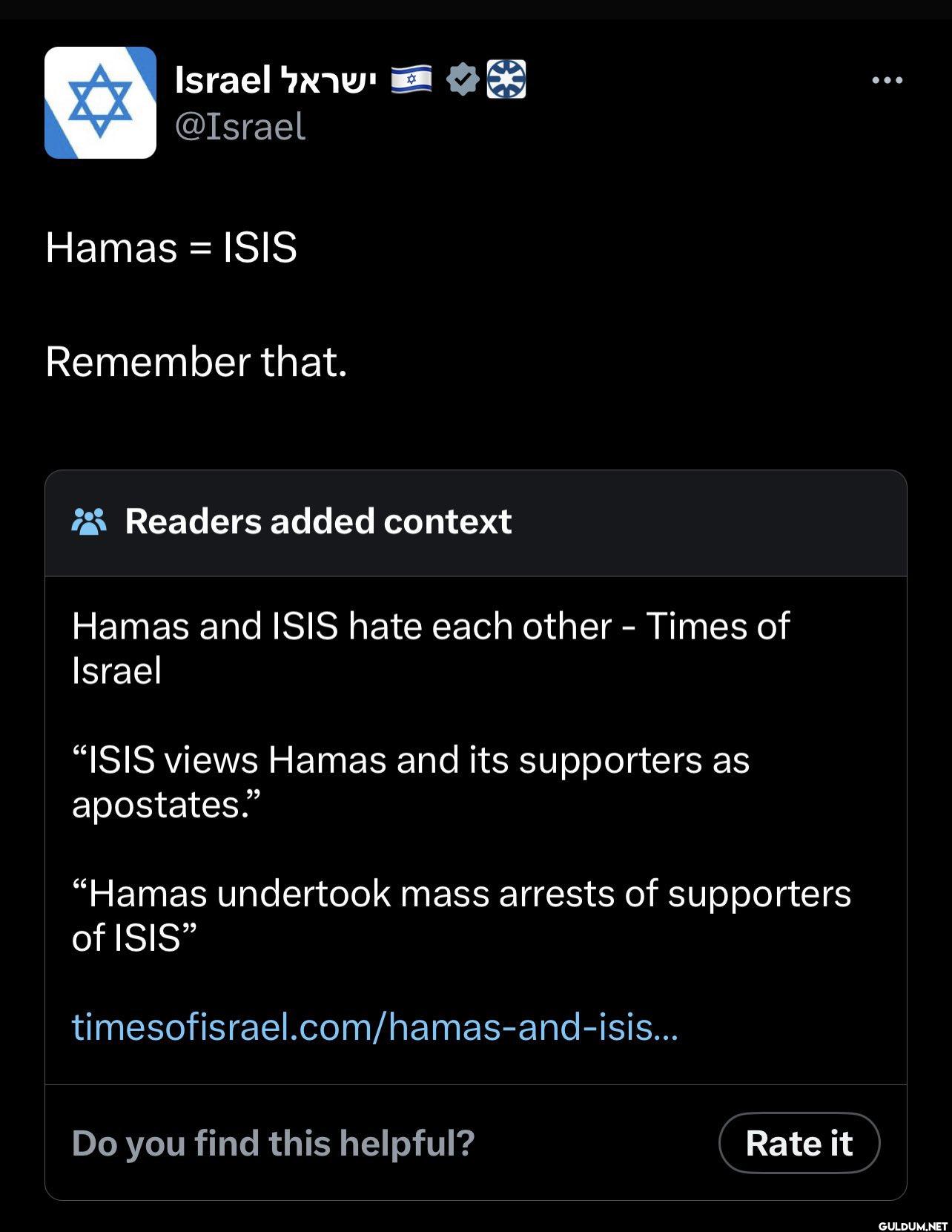 Hamas = ISIS Remember...