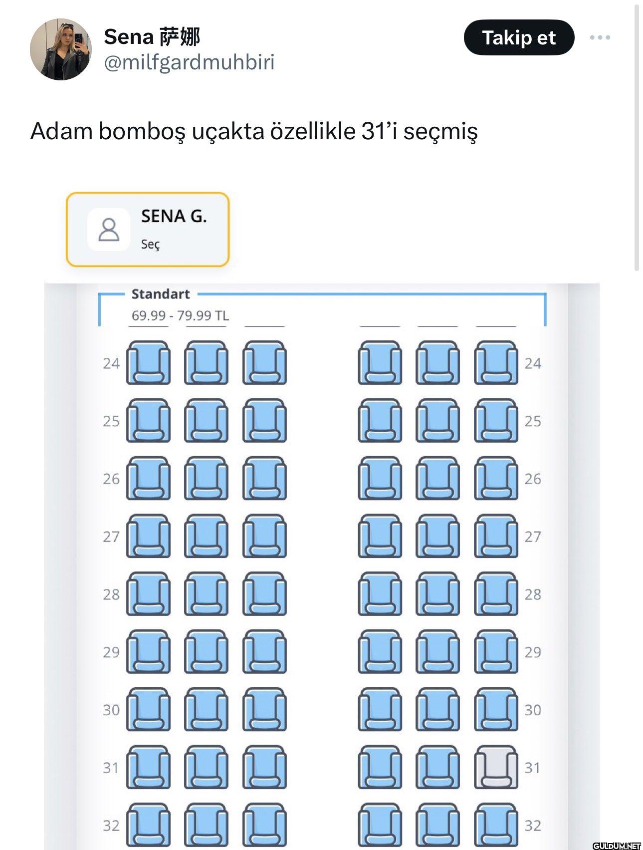 Adam bomboş uçakta...