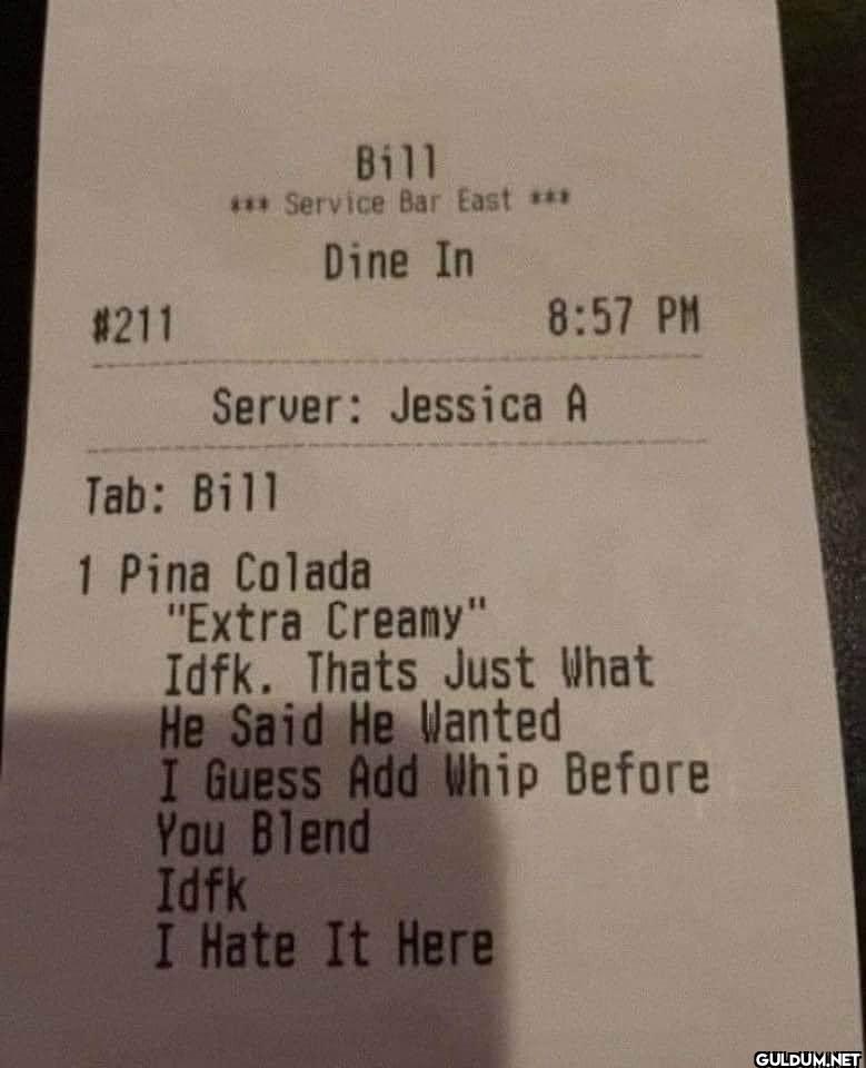 #211 Bill *** Service Bar...