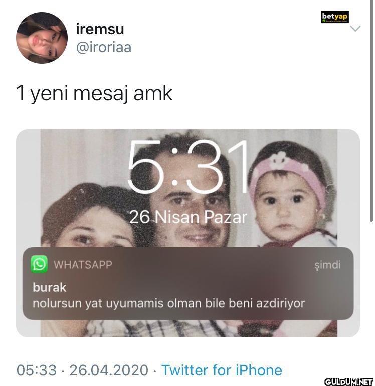 1 yeni mesaj amk 5:31 26...