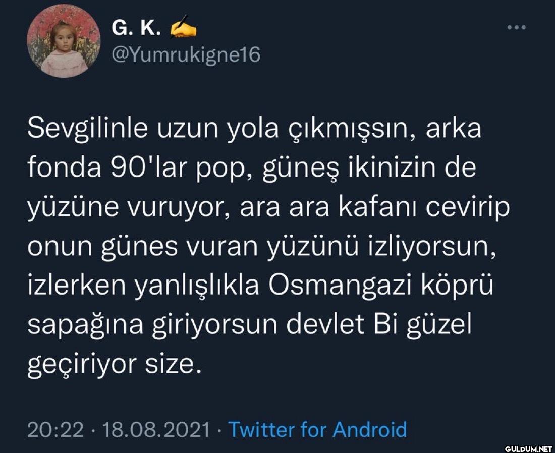 Sevgilinle uzun yola...