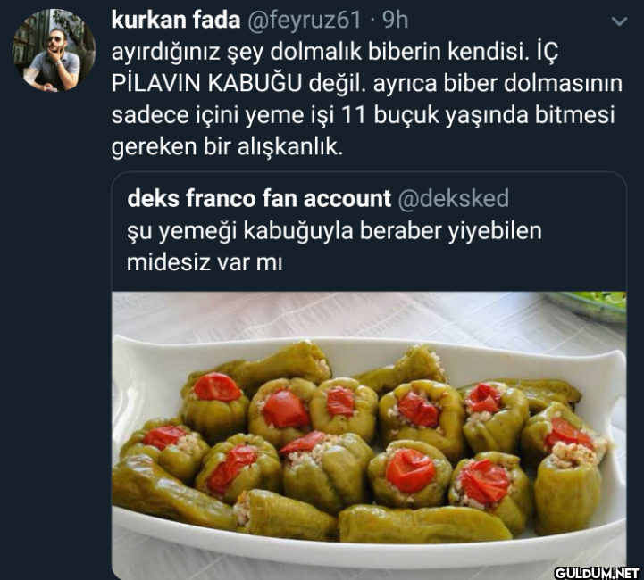 > ayırdığınız şey dolmalık...