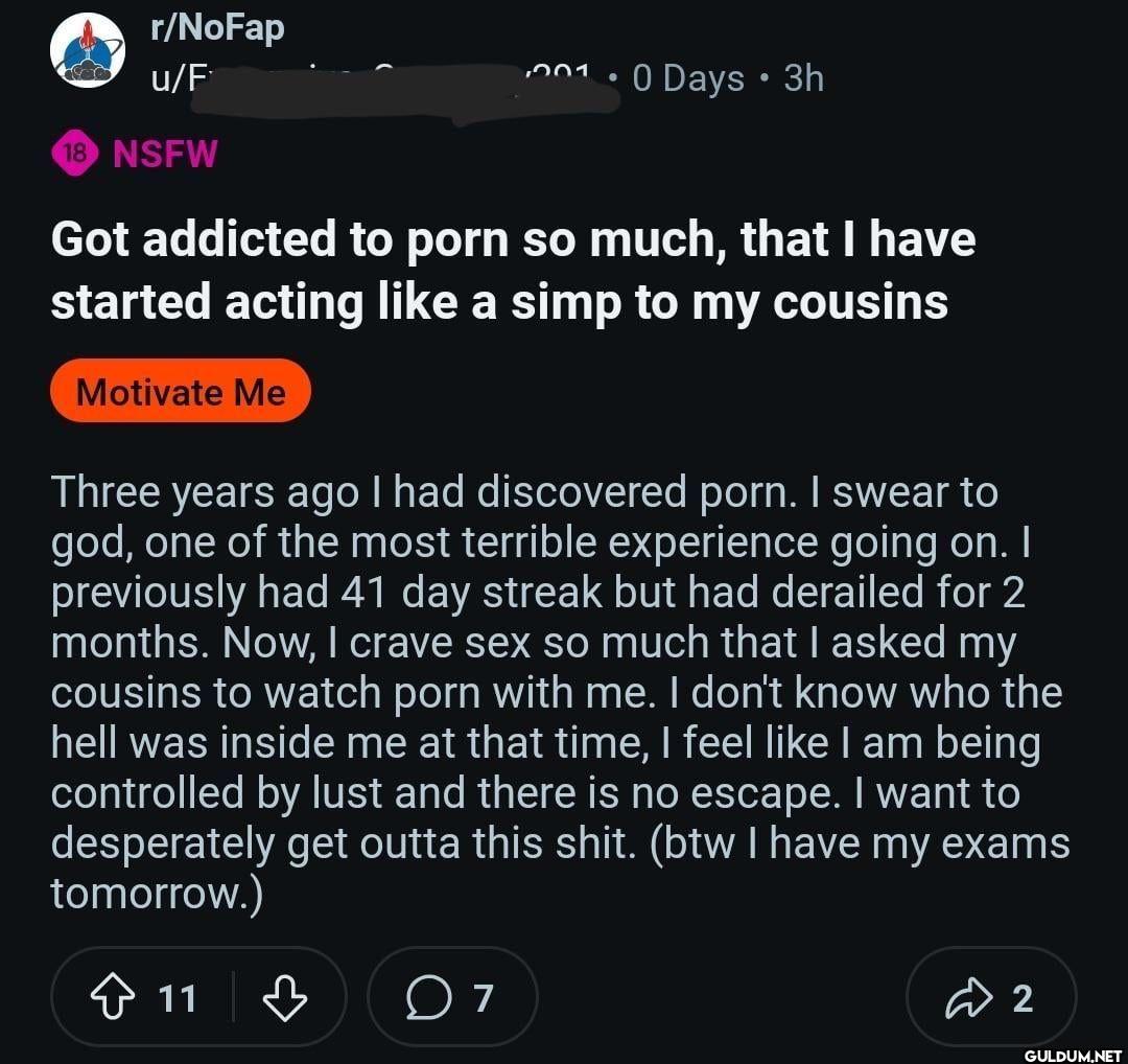 r/NoFap u/F 18 NSFW 201 •...