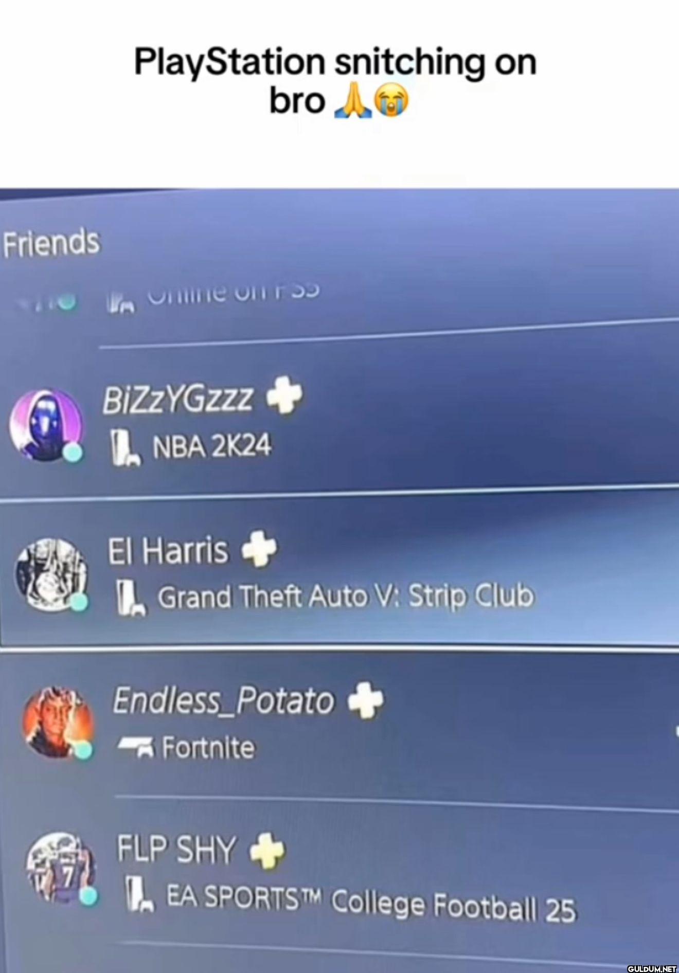 PlayStation snitching on...