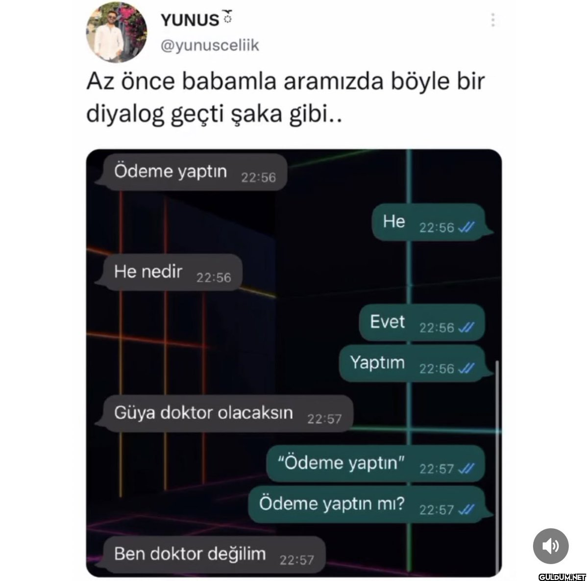 Az önce babamla aramızda...