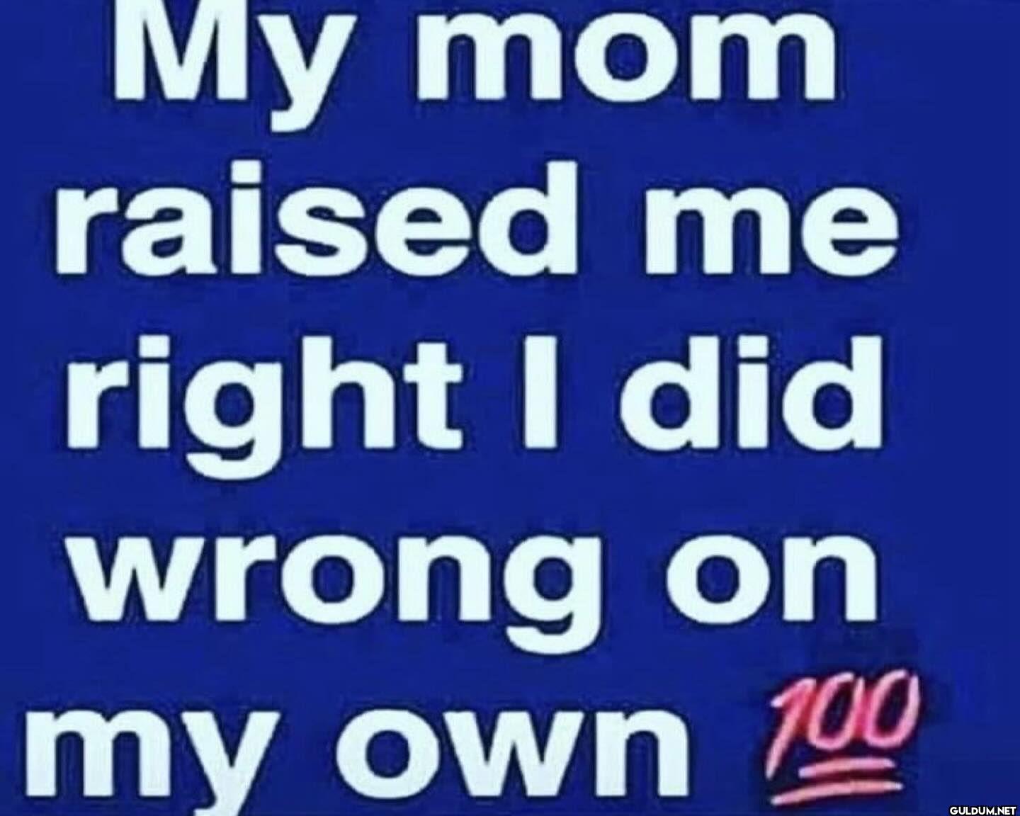 My mom raised me right I...