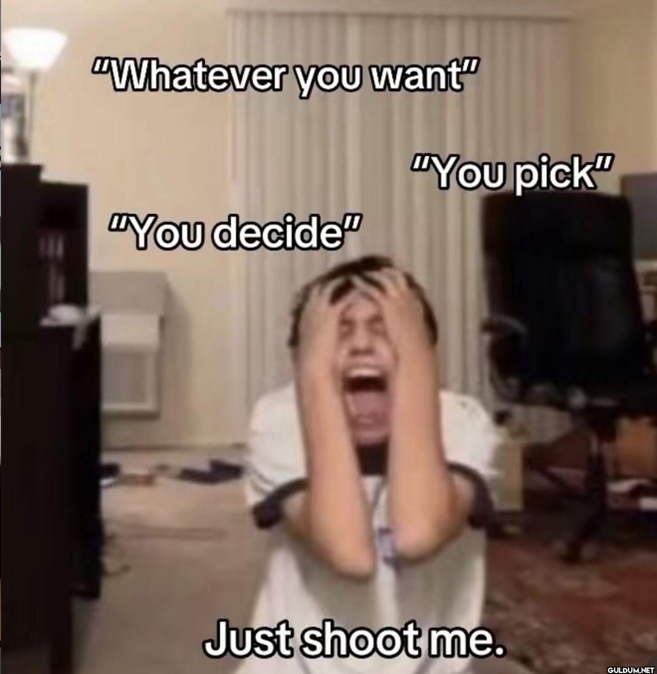 "Whatever you want" "You...