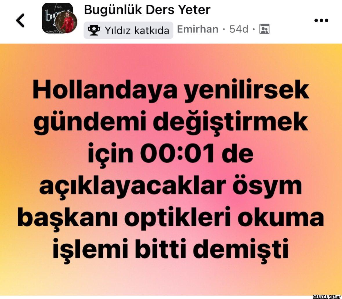 Yenilirsek sınav açıklanır...