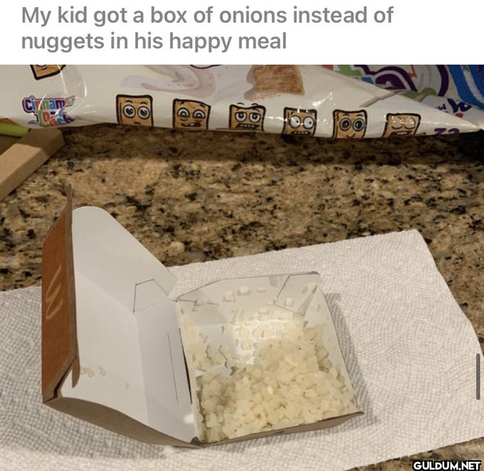 My kid got a box of onions...