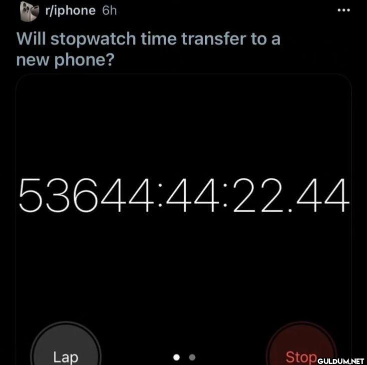 6h Will stopwatch time...