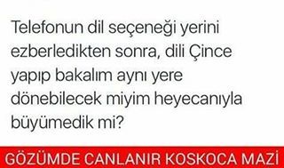 Telefonun dil seçeneği...