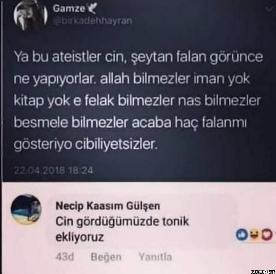 Ya bu ateistler cin,...