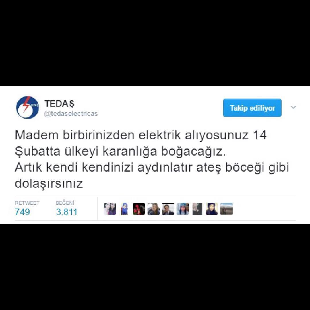 TEDAŞ

Madem birbirinizden...