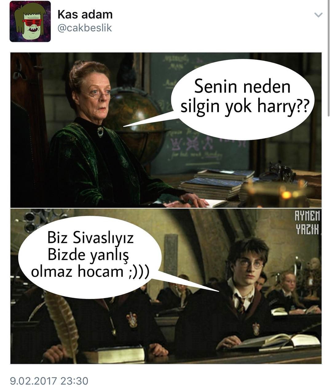 - Senin neden silgin yok...