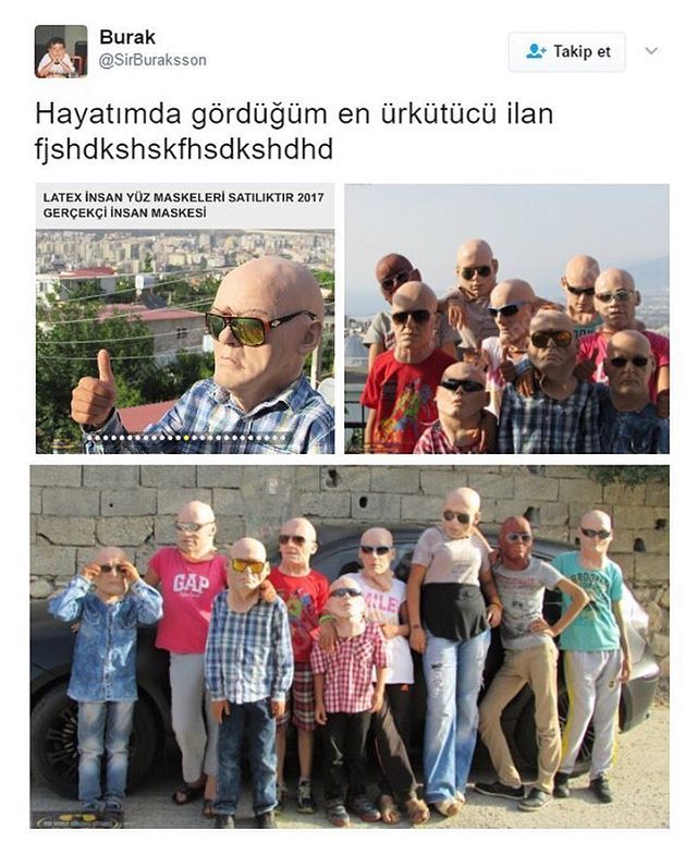 Latex insan yüz maskeleri...