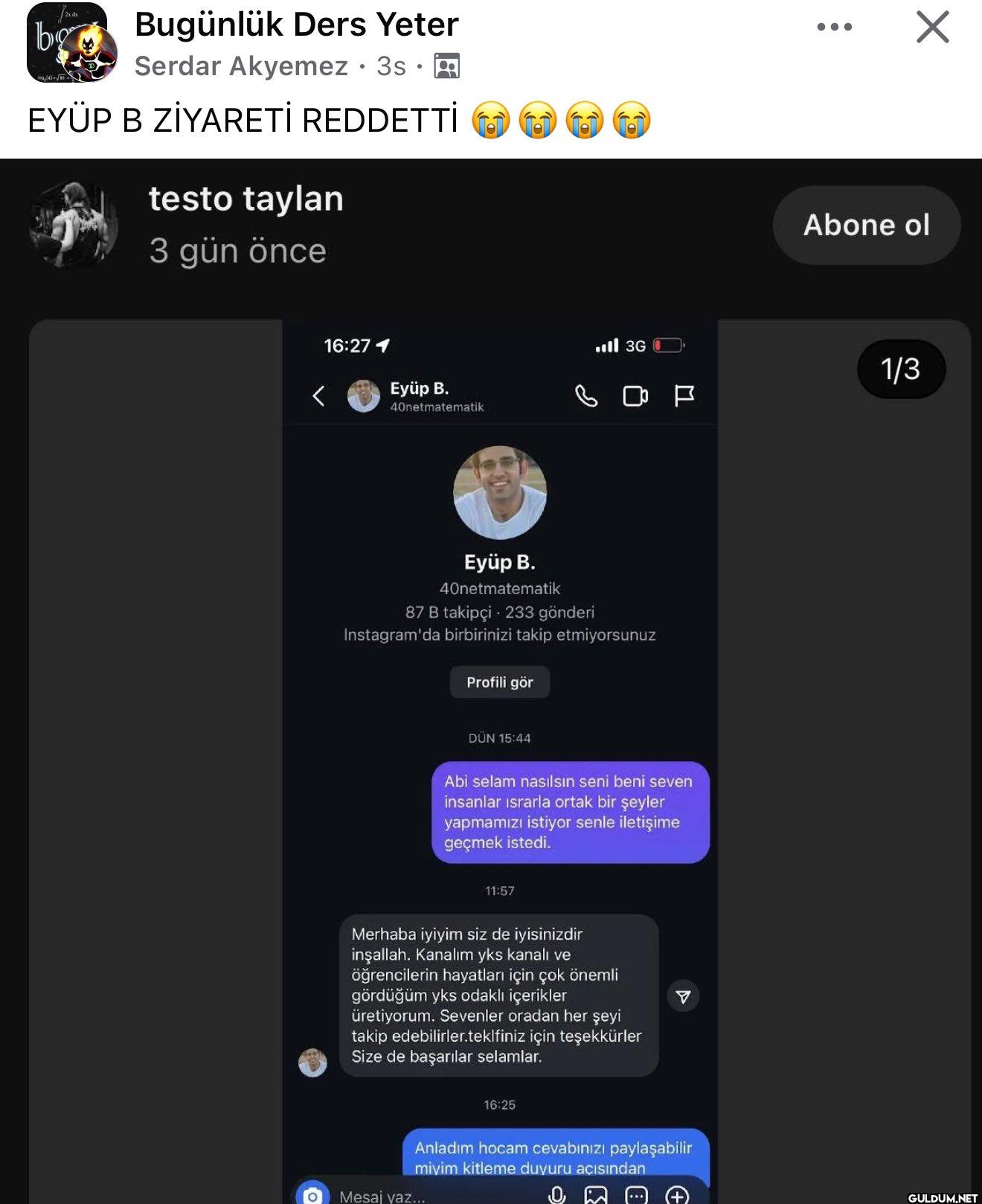 Eyüp B ziyareti reddetti 😠...
