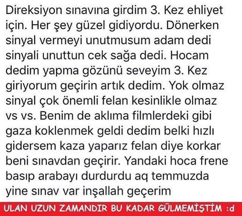 Direksiyon sınavına girdim...