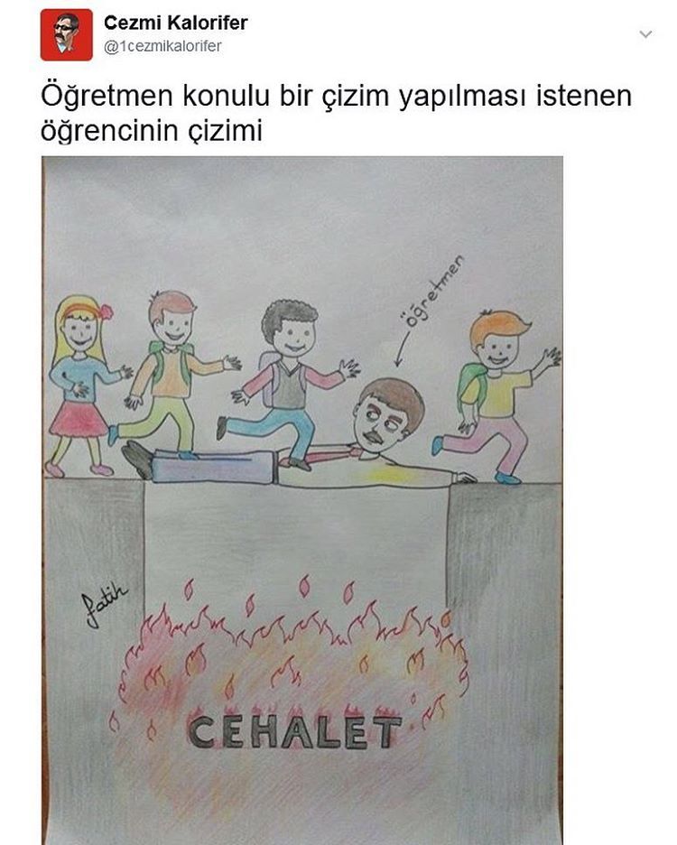 Öğretmen konulu bir çizim ...