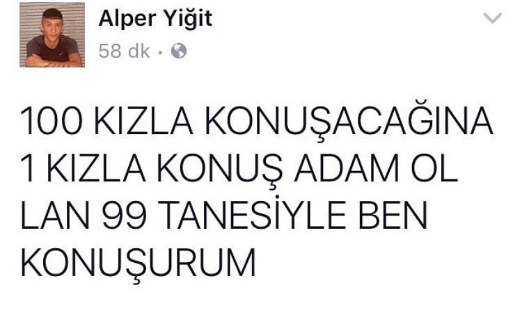 100 kızla konuşacağına 1...