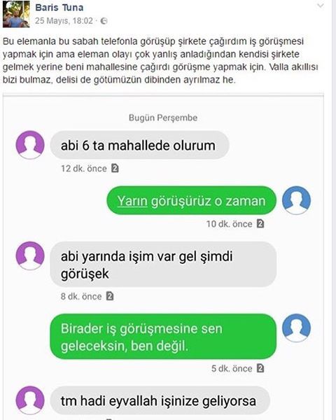 Bu elemanla bu sabah ...