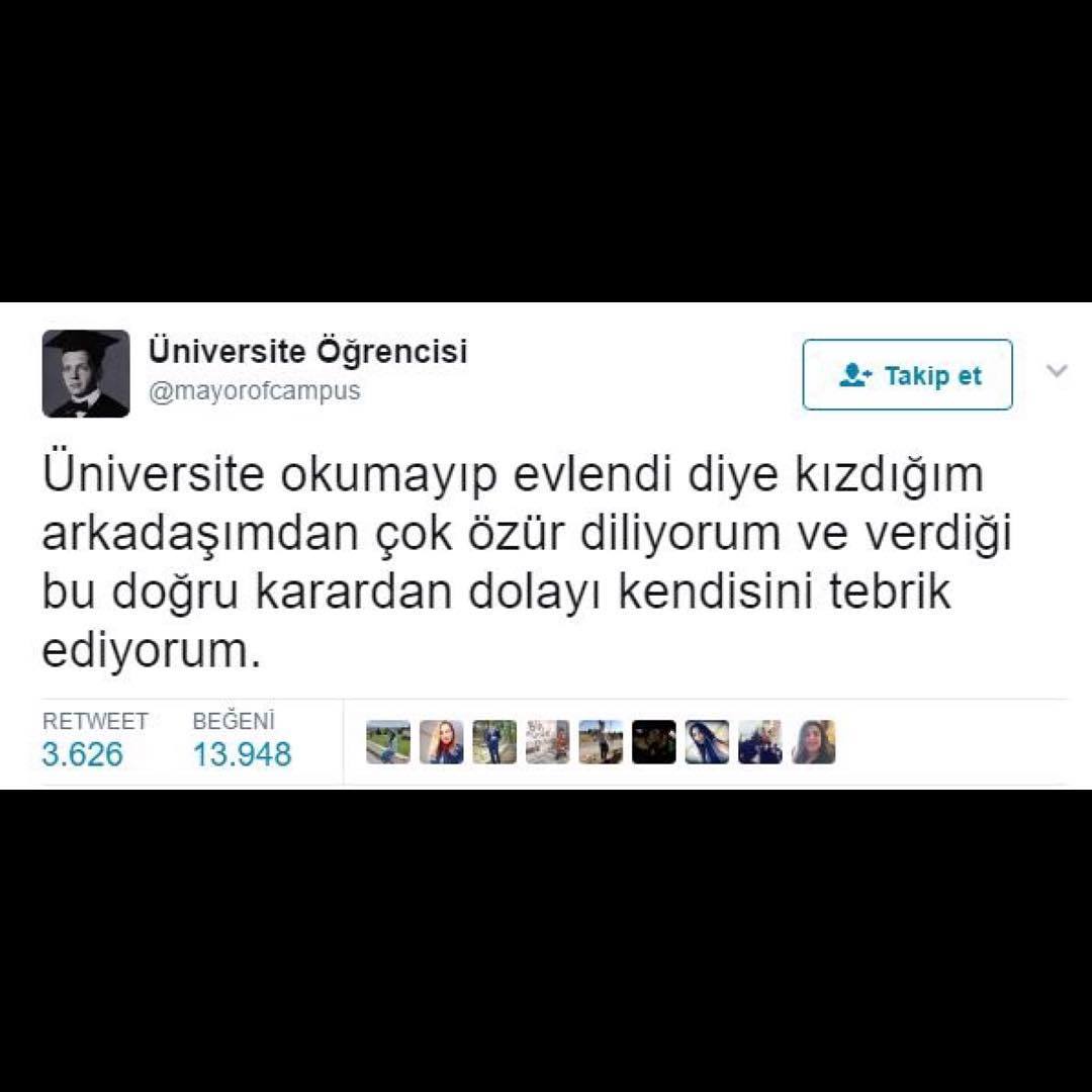 Üniversite okumayıp...