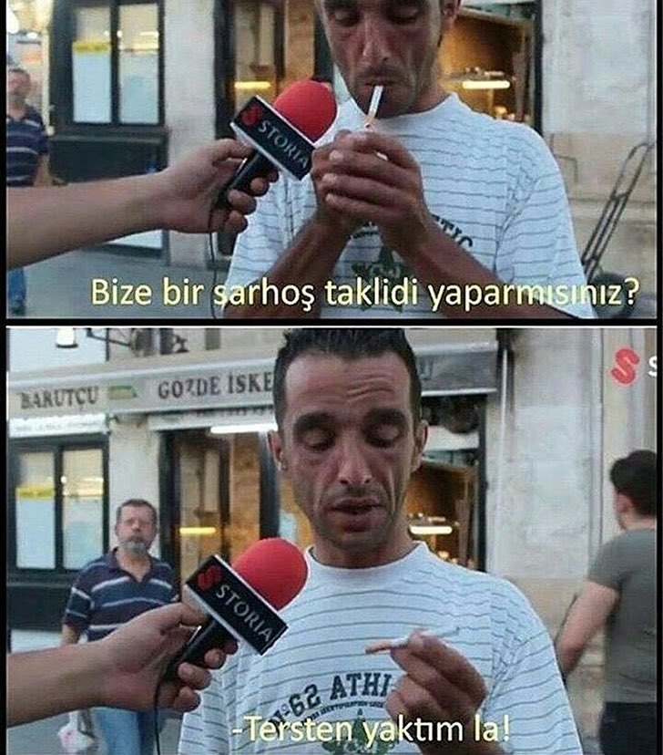 Bize bir sarhoş taklidi...
