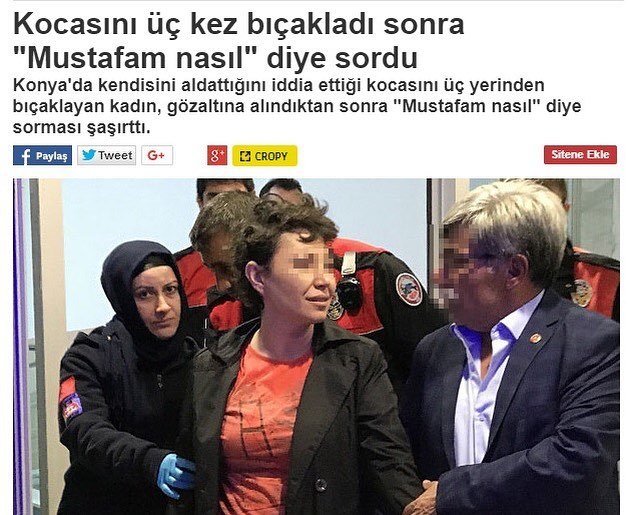Kocasıni üç kez bıçakladı...