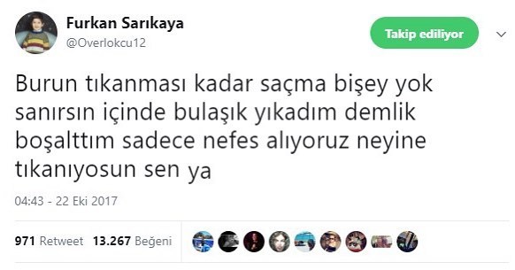 Burun tıkanması kadar...