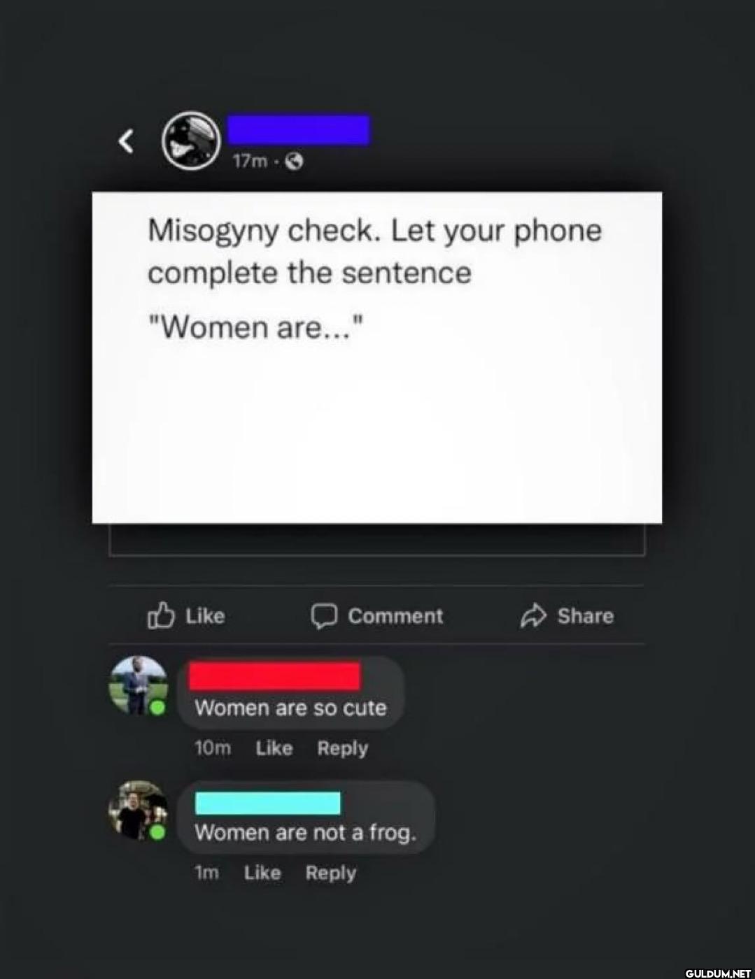 17m. Misogyny check. Let...
