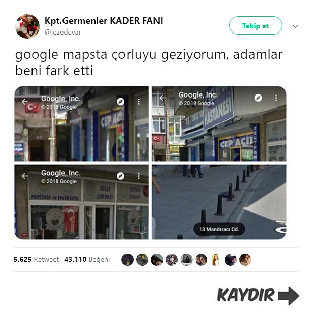 google maps'ta Çorlu'yu...