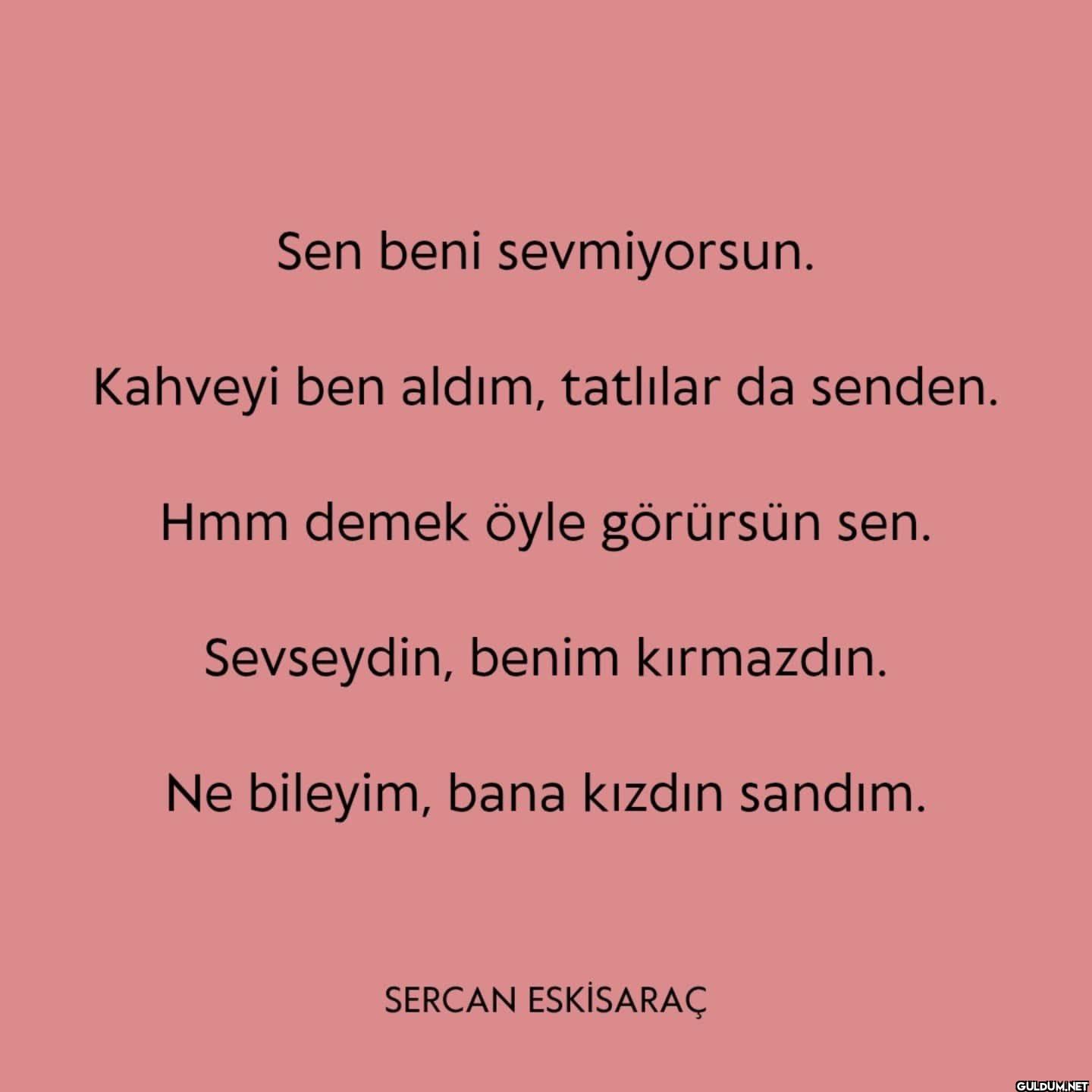 Sen beni sevmiyorsun....