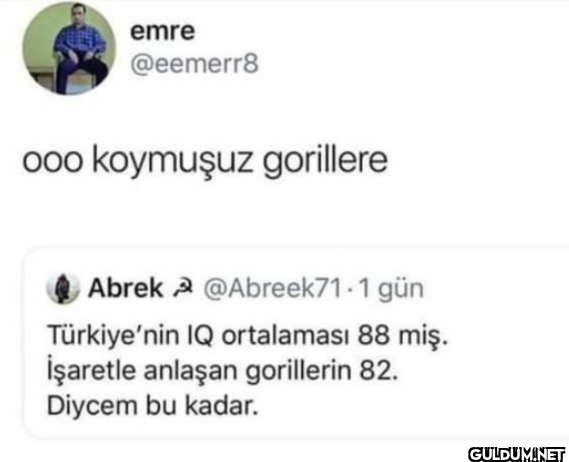 ooo koymuşuz gorillere...