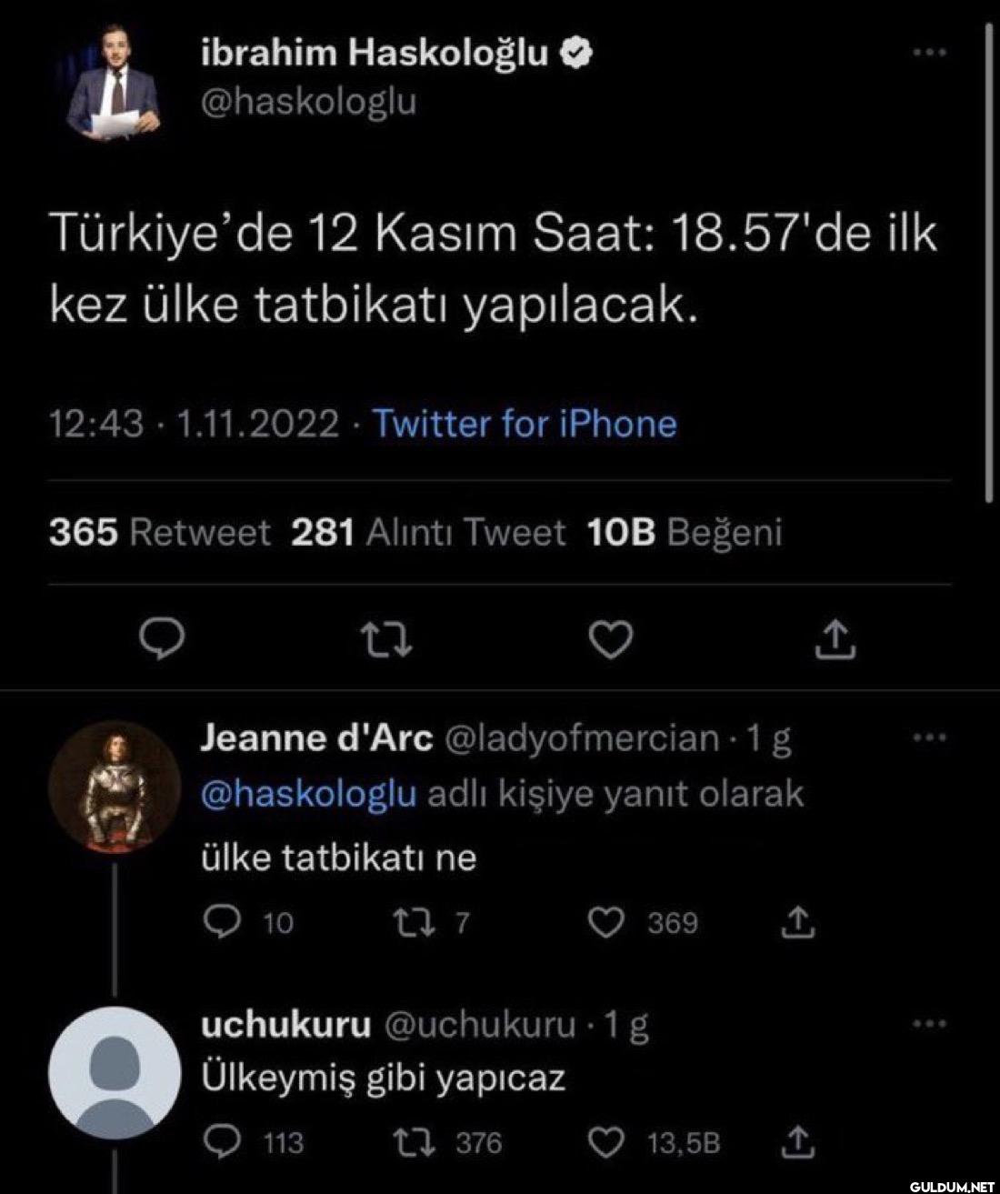 Türkiye'de 12 Kasım Saat:...