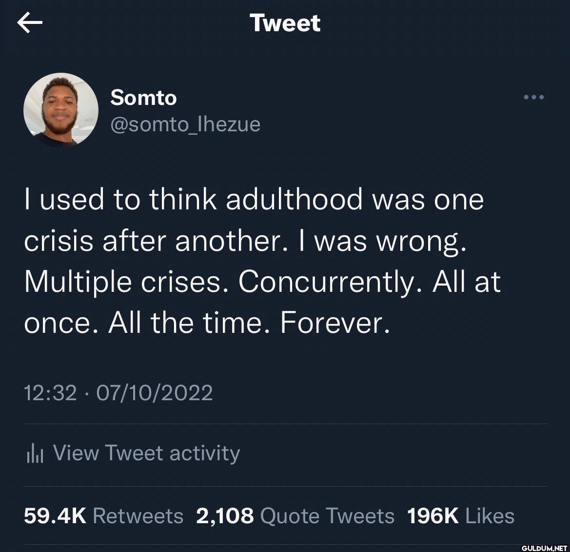 I used to think adulthood...