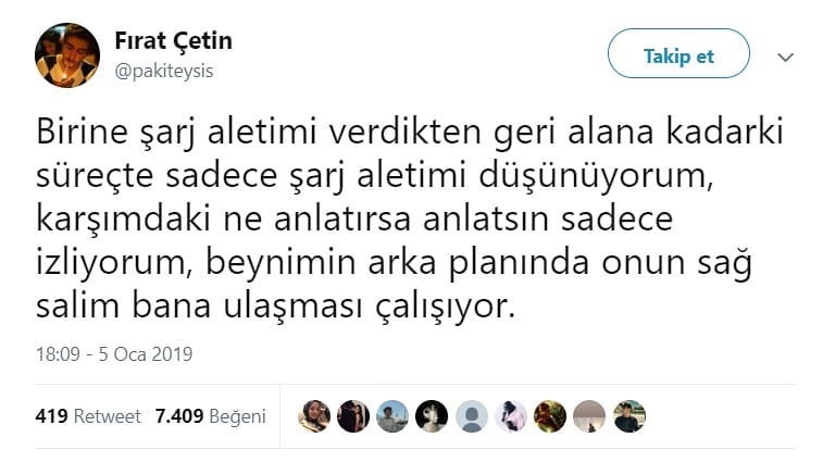Birine şarj aletimi...