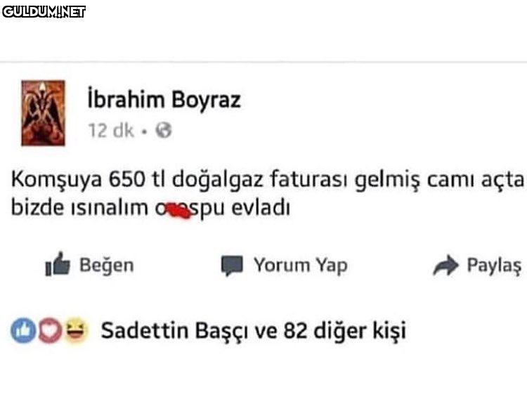 - Komşuya 650 tl doğalgaz...
