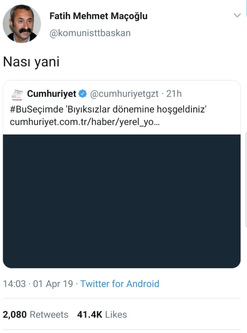 TKPli Fatih Mehmet Maçoğlu...