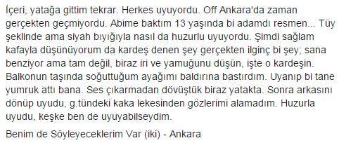 içeri, yatağa gittim...