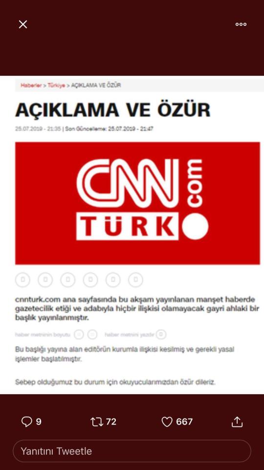 CNN kardeşim sen de...