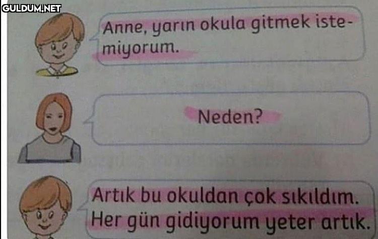 Anne, yarın okula gitmek...