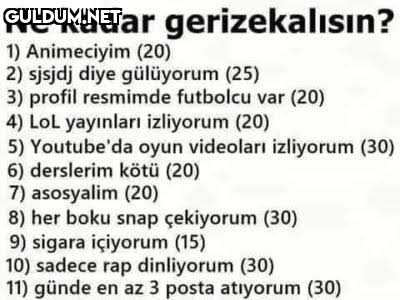 Ne kadar gerizekalısın? 1)...