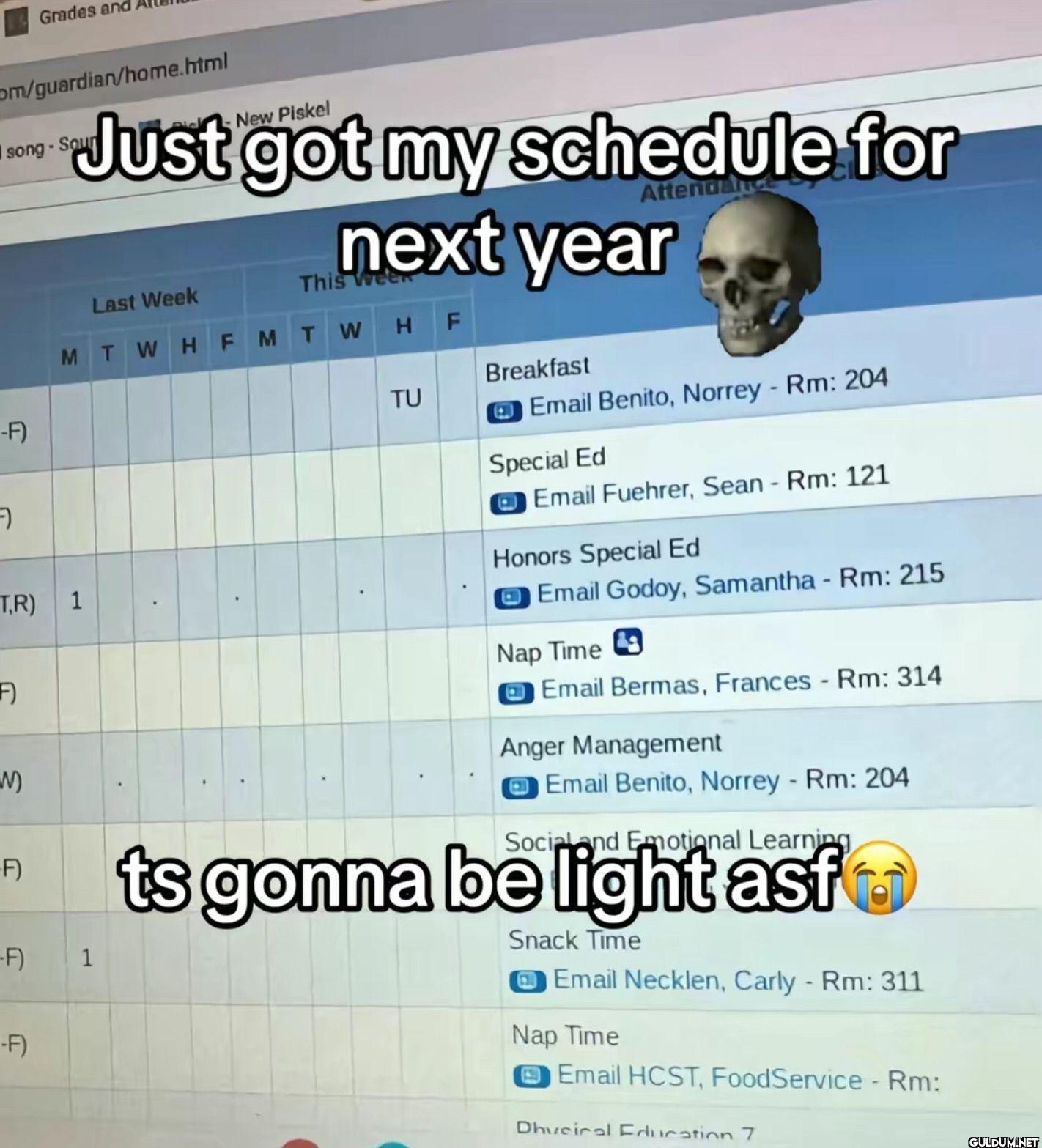 Just got my schedule for...
