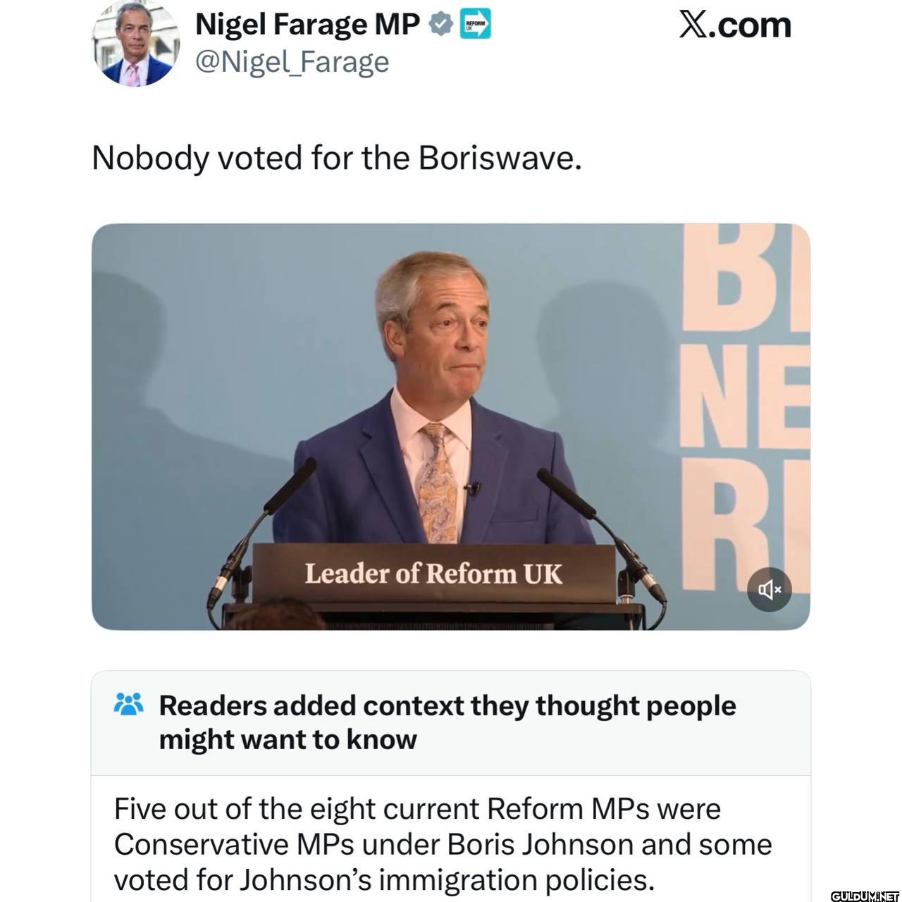Farage Nobody voted for...