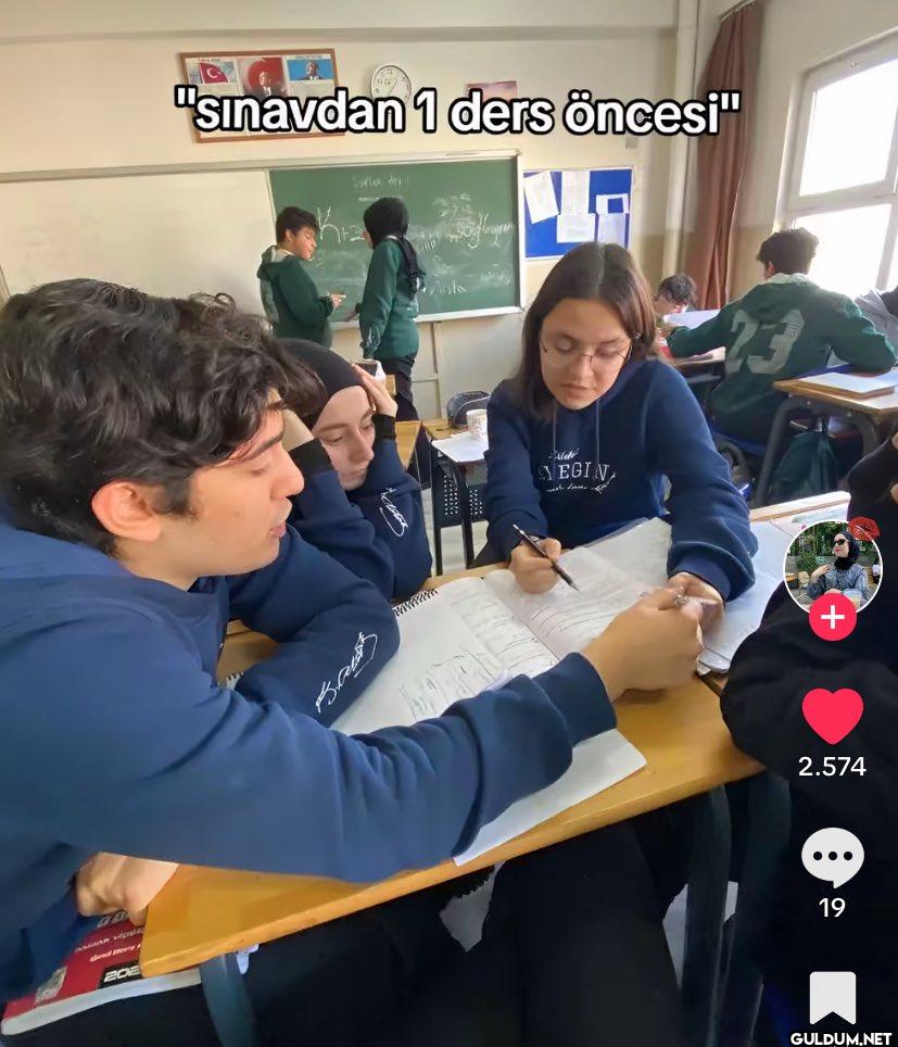 "sınavdan 1 ders öncesi"...